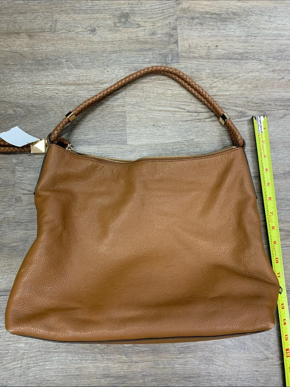 Michael Kors Cognac Leather Shoulder Bag with Braided Handle